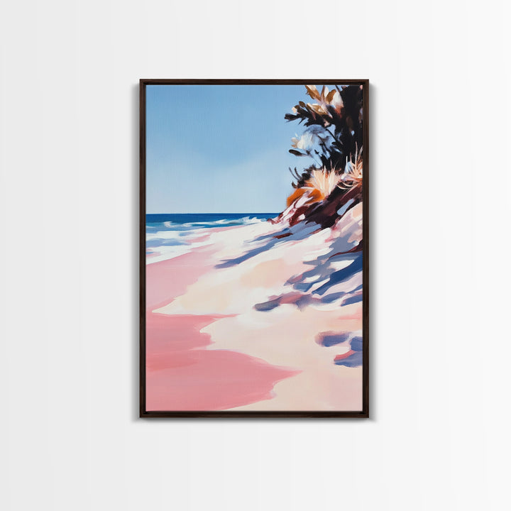 Coastal Waves, Summer Beach Art, Ocean Seascape Painting, Framed Canvas Print, Nautical Wall Art, Living Room Decor, Beach House Artwork