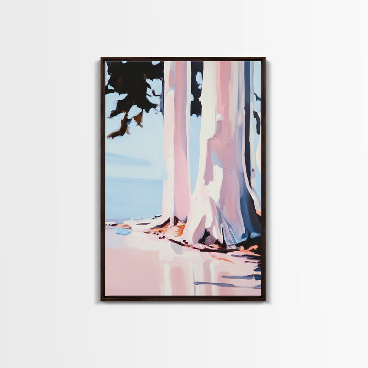 Birch Trees, Modern Forest Art, Minimalist Nature Painting, Cozy Cabin Wall Decor, Framed Canvas Print, Scandinavian Home Aesthetic
