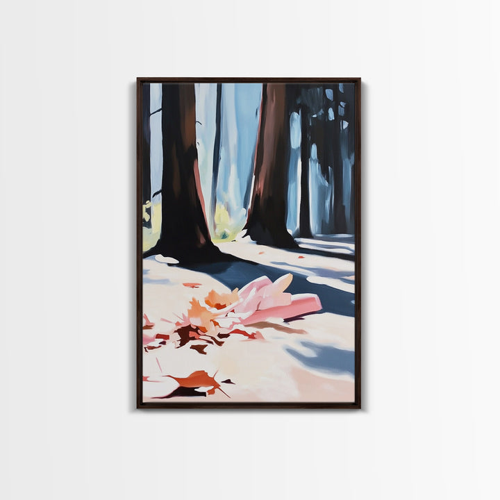 Autumn Forest, Fall Leaves, Cozy Aesthetic, Seasonal Art, Rustic Decor, Warm Tones, Nature Painting, Canvas Print, Living Room Wall Art