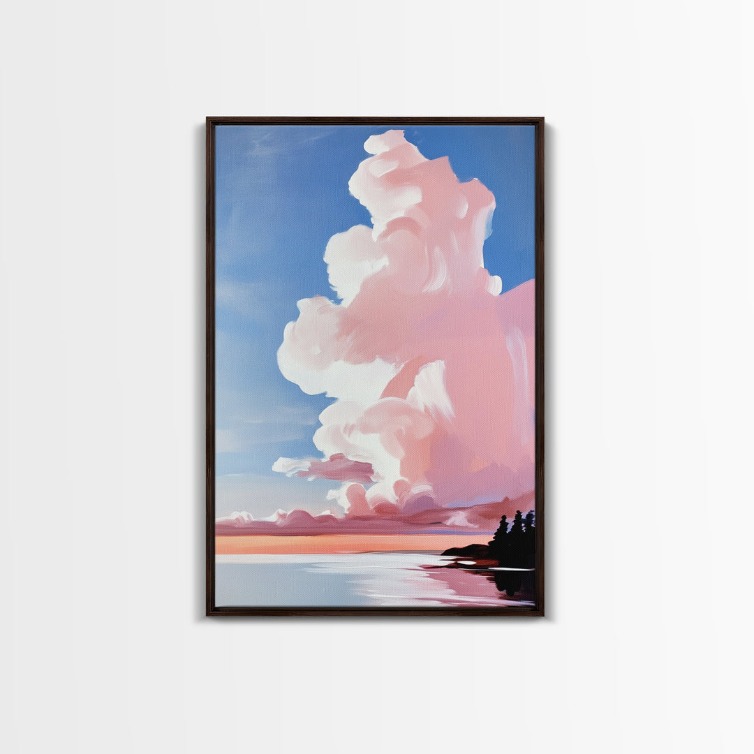 Pink Clouds, Sunset Sky, Dreamy Wall Art, Romantic Painting, Pastel Decor, Soft Aesthetic, Nature Inspired, Canvas Print, Bedroom Art