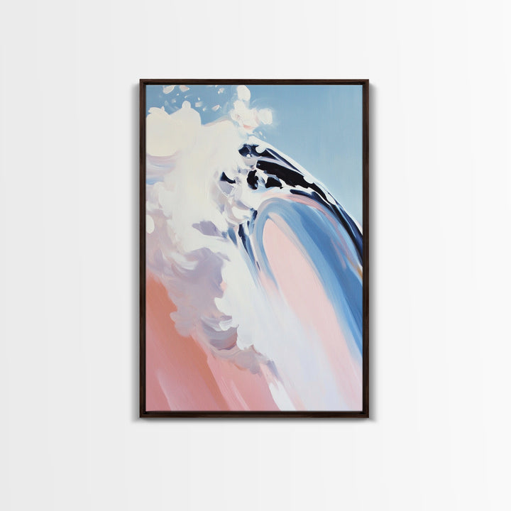 Ocean Curl, Surfer Wave Art, Framed Canvas Print, Beach House Decor, Coastal Painting, Summer Vibes Artwork, Minimalist Seascape
