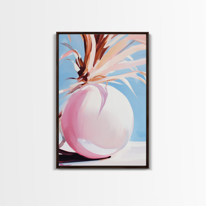 Desert, Palm Tree, Abstract, Framed Canvas Print, Earthy Tones Wall Art, Modern Southwest Decor, Stylish Living Room Art, Trendy Design