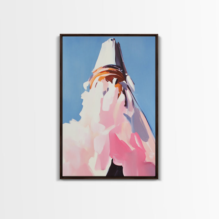 Mountain, Abstract Peak, Modern Landscape, Canvas Print, Blue Wall Art, Minimalist Nature Art, Neutral Wall Decor, Office Wall Art