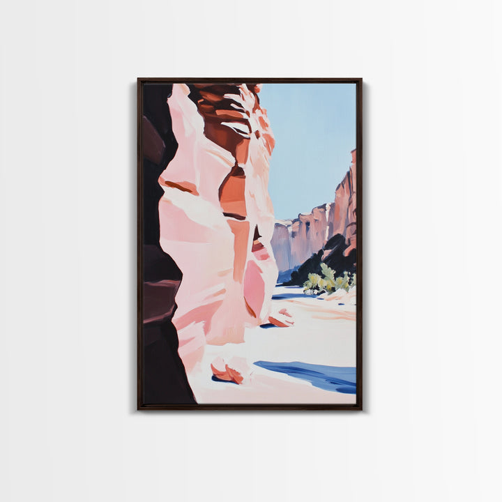 Desert Canyon, Red Rock Art, Southwest Landscape Print, Framed Canvas Print, Nature Lover Gift, Rustic Western Home Decor