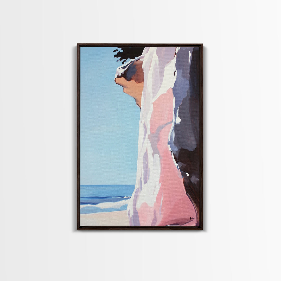 Ocean Cliff, Coastal Landscape Art, Seaside Print, Beach House Decor, Natural Tones, Framed Canvas Print, Modern Wall Art, Gift
