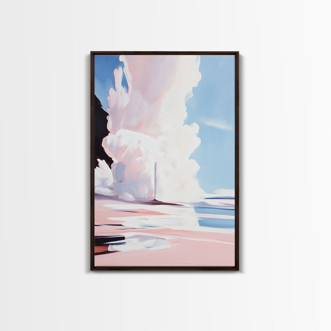 Pink Clouds, Sky Art, Dreamy Landscape, Serene Wall Decor, Blue and Pink Painting, Framed Canvas Print, Office Decor, Aesthetic Gift