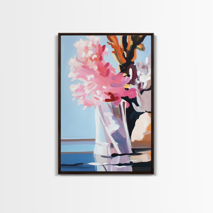 Pink Clouds, Sky Art, Dreamy Landscape, Serene Wall Decor, Blue and Pink Painting, Framed Canvas Print, Office Decor, Aesthetic Gift