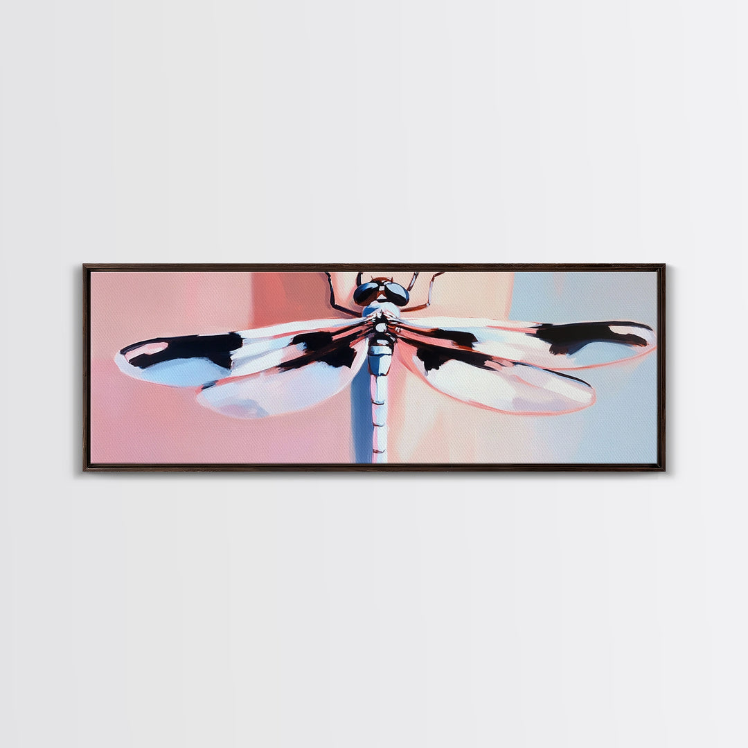 Dragonfly, Framed Canvas Print, Nature Wall Art, Pastel Aesthetic, Boho Artwork, Elegant Home Decor, Insect Painting, Minimalist Art