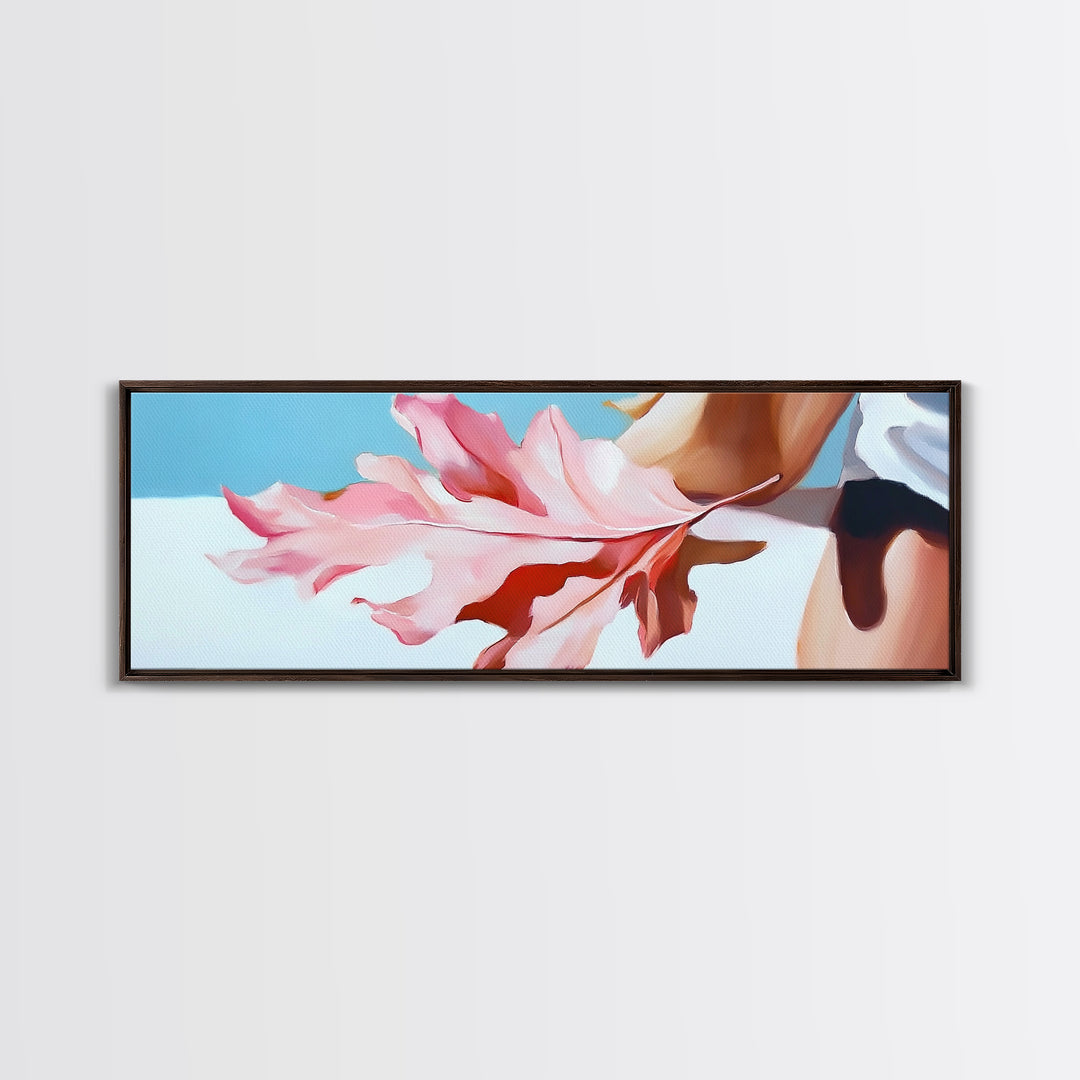 Autumn Leaf, Feminine Hand, Fall Tones, Framed Canvas Print, Cozy Wall Art, Minimalist Fall Decor, Neutral Aesthetic, Boho Art