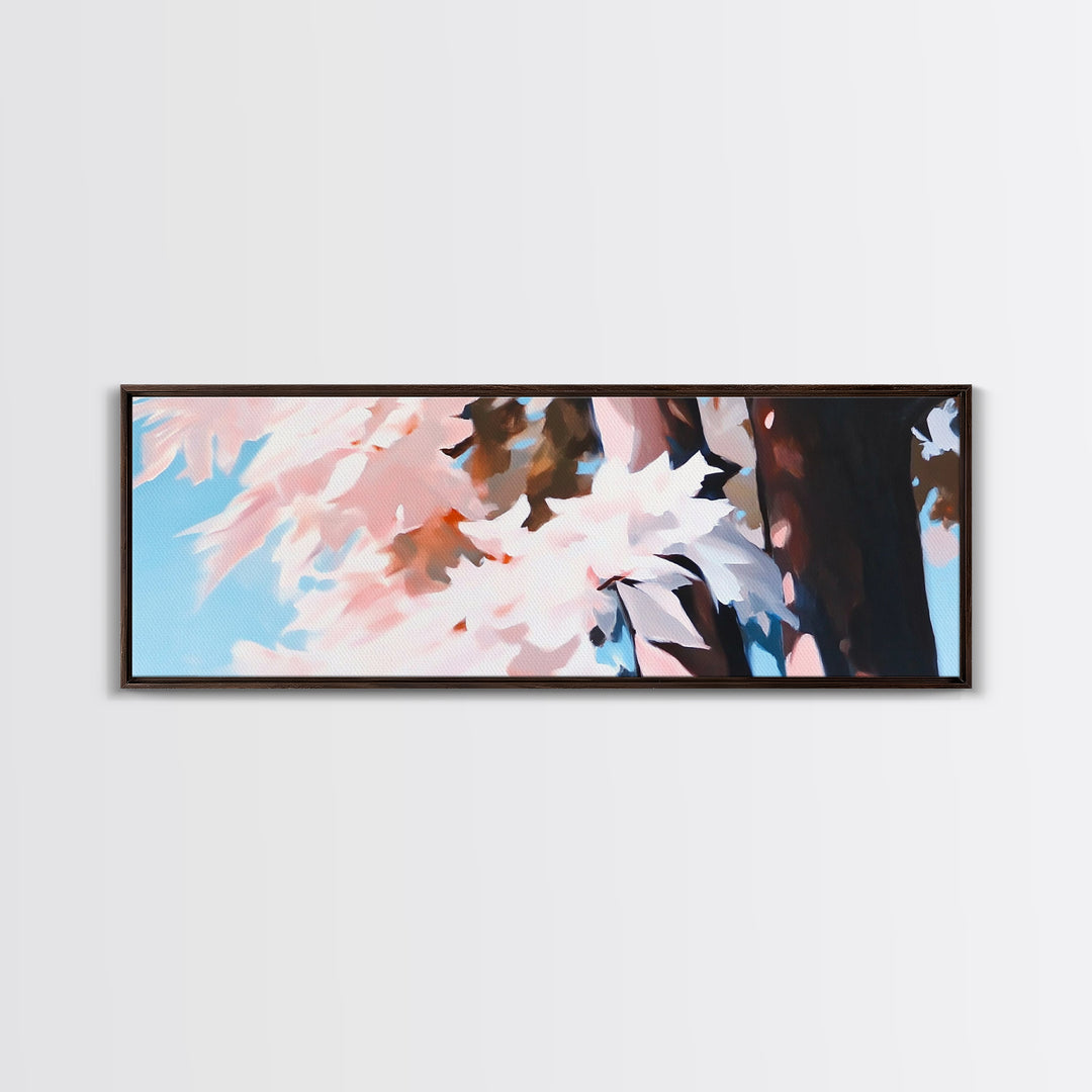 Pink Blossoms, Spring Wall Art, Boho Art, Feminine Aesthetic, Framed Canvas Print, Bedroom Decor, Soft Pastel Art, Nature Painting