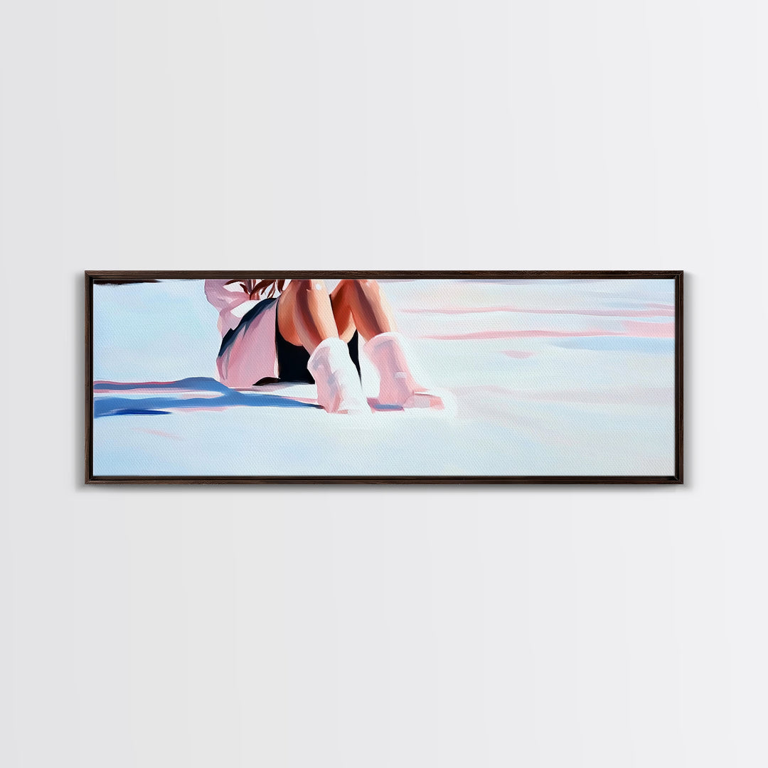 Cozy Winter, Snowy Landscape, Feminine Winter Decor, Soft Pastel Art, Scandinavian Minimalist, Bedroom Aesthetic, Canvas Print