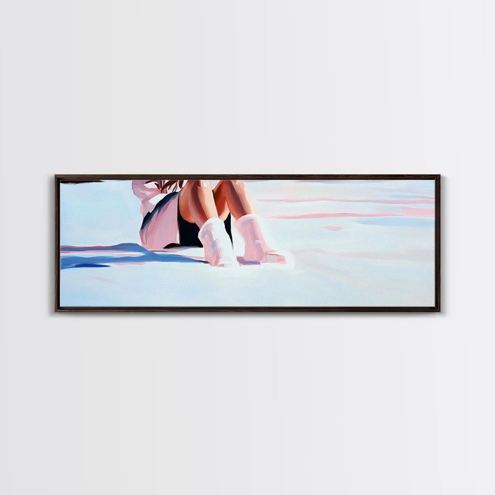 Cozy Winter, Snowy Landscape, Feminine Winter Decor, Soft Pastel Art, Scandinavian Minimalist, Bedroom Aesthetic, Canvas Print