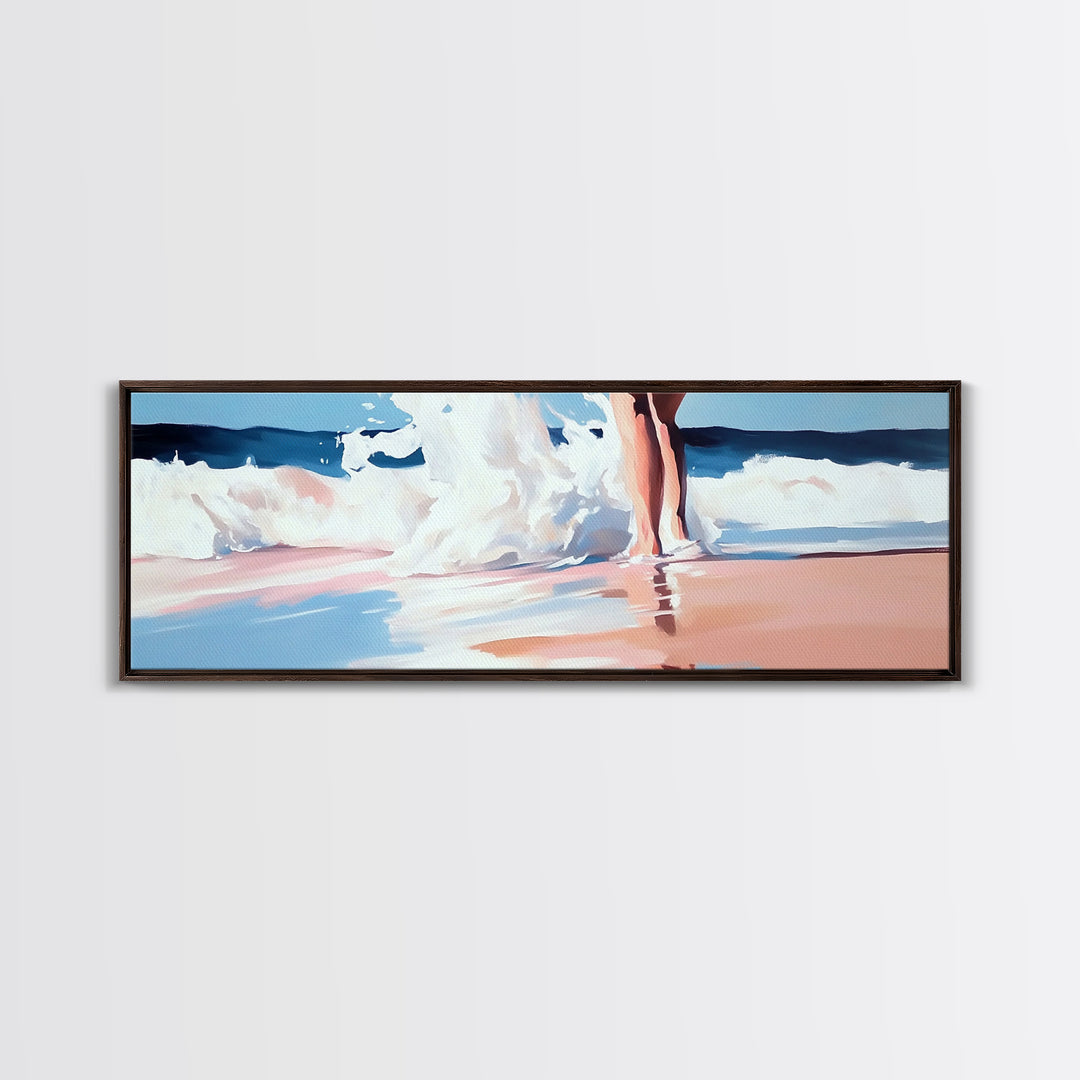 Beach Reflection, Seascape Art, Framed Canvas Print, Coastal Wall Art, Nautical Home Decor, Minimalist Water Painting, Bathroom Art