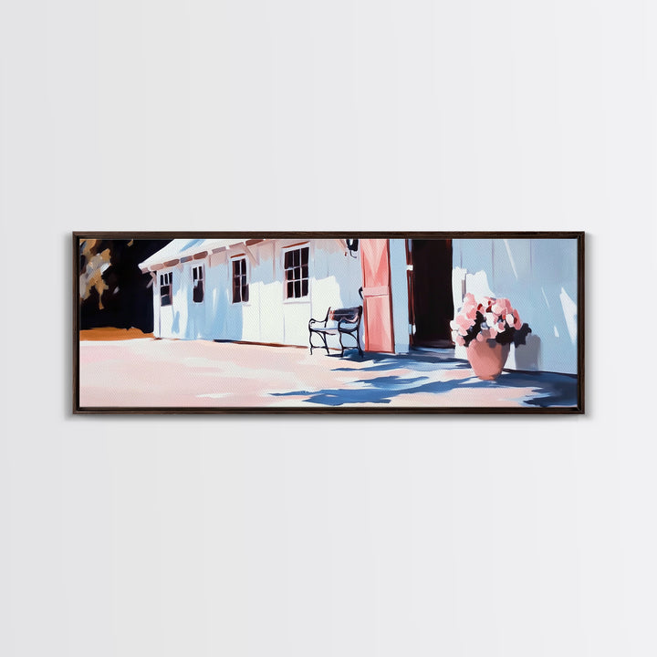 Coastal Barn, rustic farmhouse decor, country wall art, modern country print, neutral home decor, framed canvas print, bedroom art