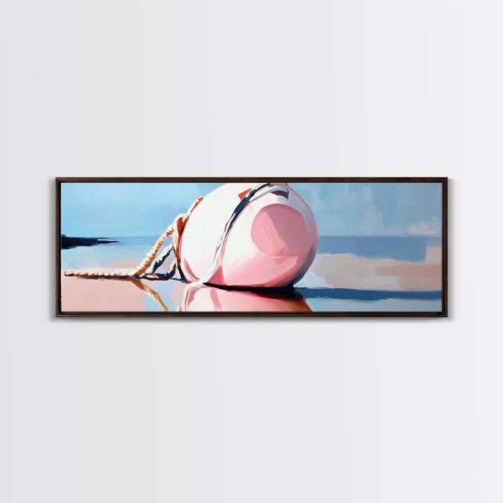 Nautical Buoy, seaside coastal wall art, beach house decor, maritime aesthetic, minimalist print, framed canvas print, lake house art