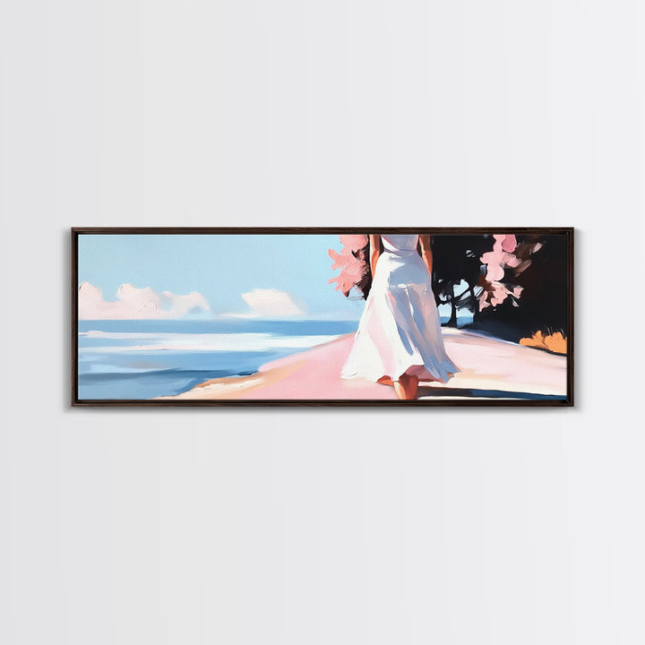 Ocean Breeze, Coastal Landscape, Bathroom Wall Art, Canvas Print, Minimalist Seascape, Pastel Beach Decor, Soft Aesthetic Artwork