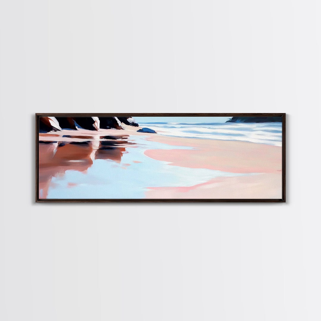 Hand Reflection, Abstract Art, Soft Blues, Pink Hues, Framed Canvas Print, Contemporary Wall Art, Bedroom Decor, Zen Aesthetic