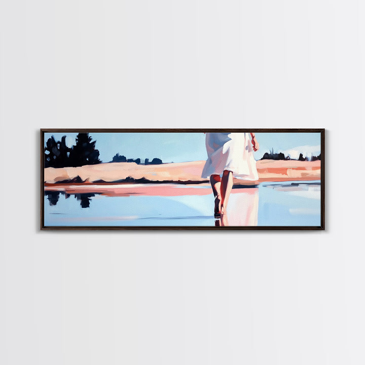 Ocean Walk, Barefoot Beach, Serene Waves, Coastal Canvas Print, Bedroom Wall Art, Minimalist Art, Relaxing Seascape Aesthetic