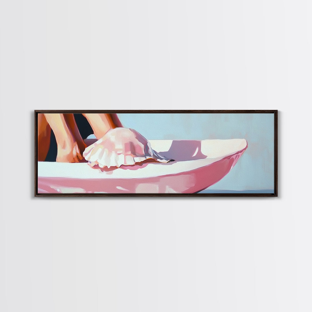 Beach Shell, Coastal Decor, Modern Art, Framed Canvas Print, Pastel Beach Wall Art, Minimalist Ocean Art, Nautical Art, Summer Vibes