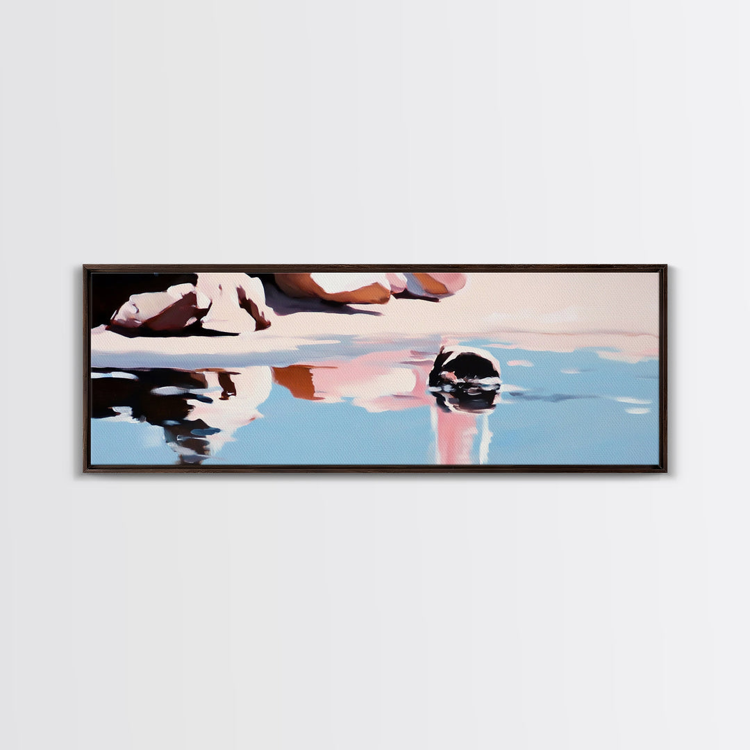 Rock Pool Reflection, Abstract Beach Art, Coastal Serenity, Soft Pastel Decor, Modern Minimalist Aesthetic, Canvas Print, Ocean Vibes
