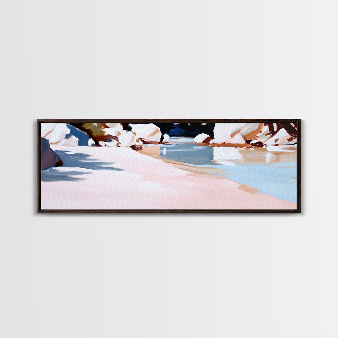 Riverbank Scene, Tranquil Water, Nature Landscape, Minimalist Water Reflection, Boho Earthy Decor, Relaxing Wall Art, Canvas Print