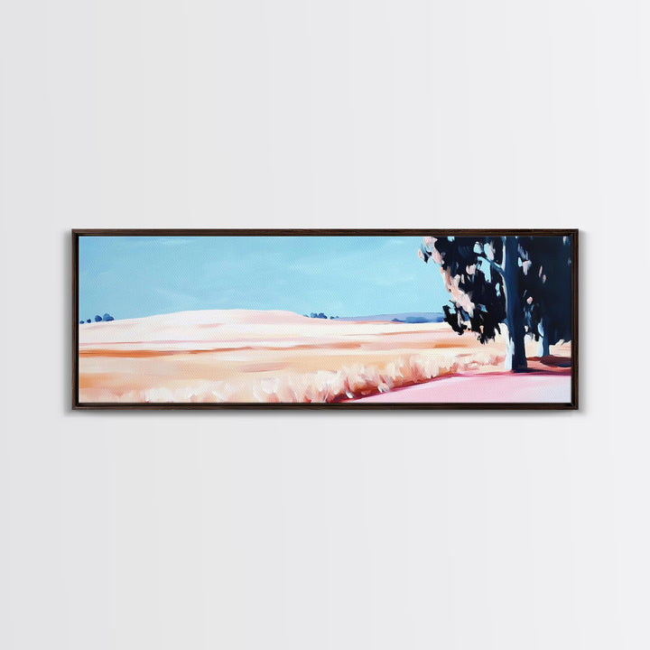 Rolling Fields, Pastel Landscape, Countryside Painting, Nature Decor, Modern Farmhouse Art, Living Room Wall Art, Framed Canvas Print