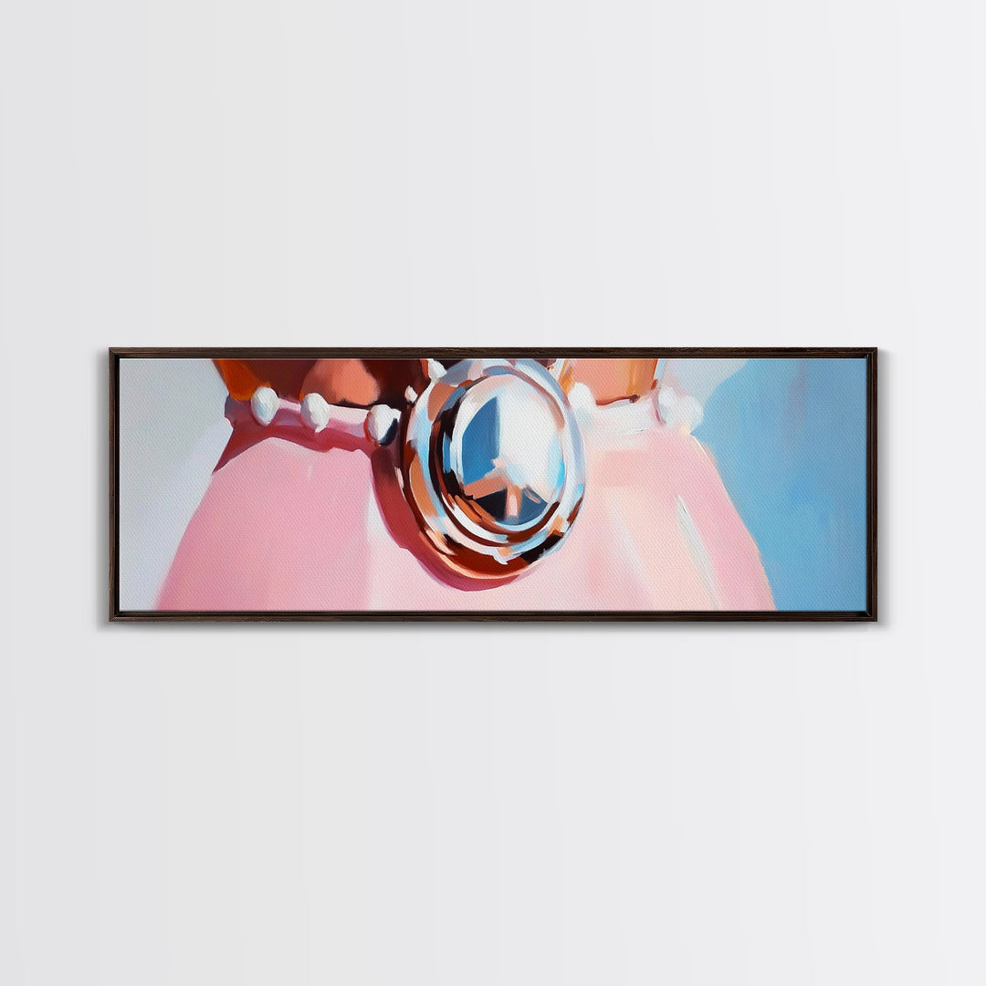 Nautical Charm, Seashell Necklace, Coastal Decor, Framed Canvas Print, Beach House Art, Minimalist Wall Art, Boho Art, Bedroom Decor