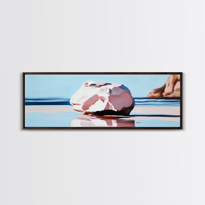 Beach Rock, Coastal Scene, Serene Landscape, Framed Canvas Print, Minimalist Wall Art, Modern Decor, Ocean Wall Art, Office Art