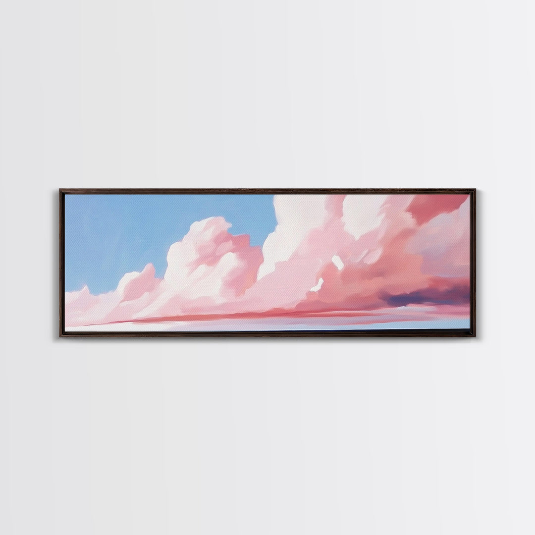 Blush Clouds, Sky Painting, Soft Aesthetic, Framed Canvas Print, Modern Landscape, Living Room Wall Art, Minimalist Abstract Art