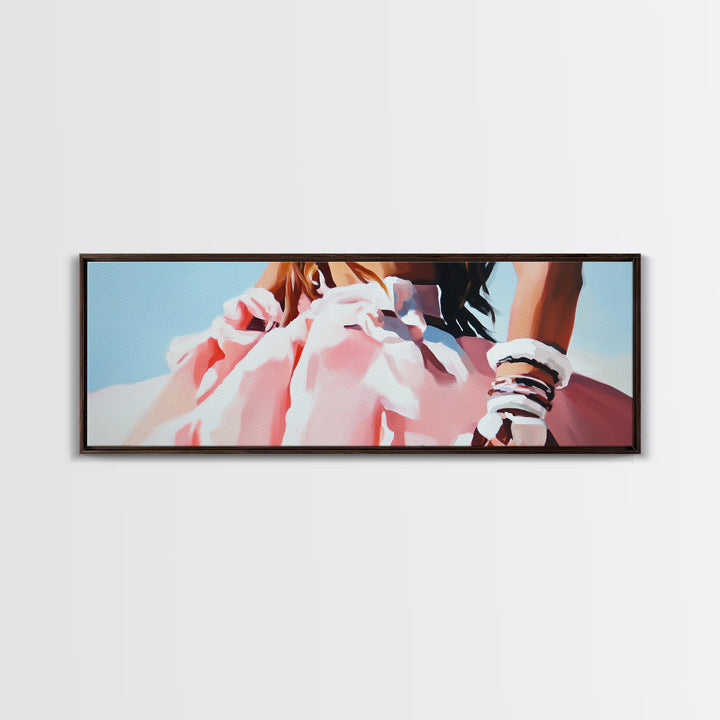 Boho Fashion Art, Flowing Dress Print, Pastel Aesthetic Painting, Minimalist Chic Decor, Large Canvas Print, Bedroom Wall Art