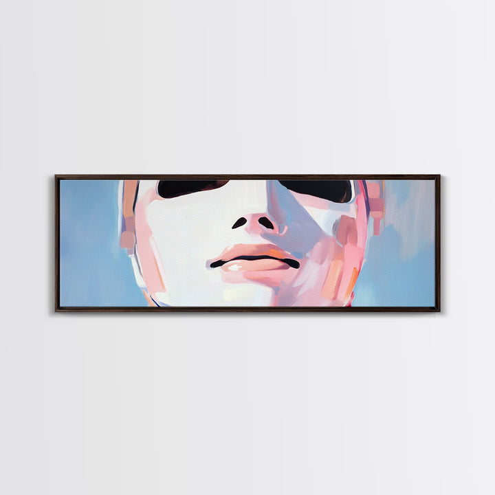 Abstract Mask Art, Portrait Painting, Soft Pastel Expression, Unique Wall Decor, Large Canvas Print, Minimalist Home Art, Boho Aesthetic