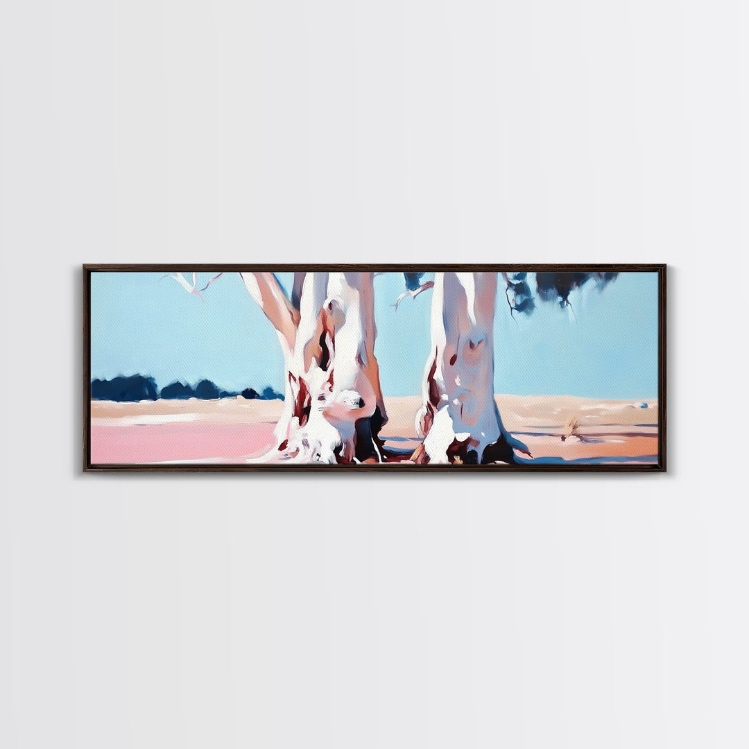 Desert Trees, Minimalist Landscape, Rustic Home Decor, Framed Canvas Print, Living Room Wall Art, Boho Aesthetic, Neutral Nature Art