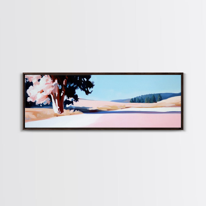 Blooming Tree, Nature Landscape, Spring Art, Framed Canvas Print, Living Room Wall Art, Impressionist Painting, Minimalist Decor