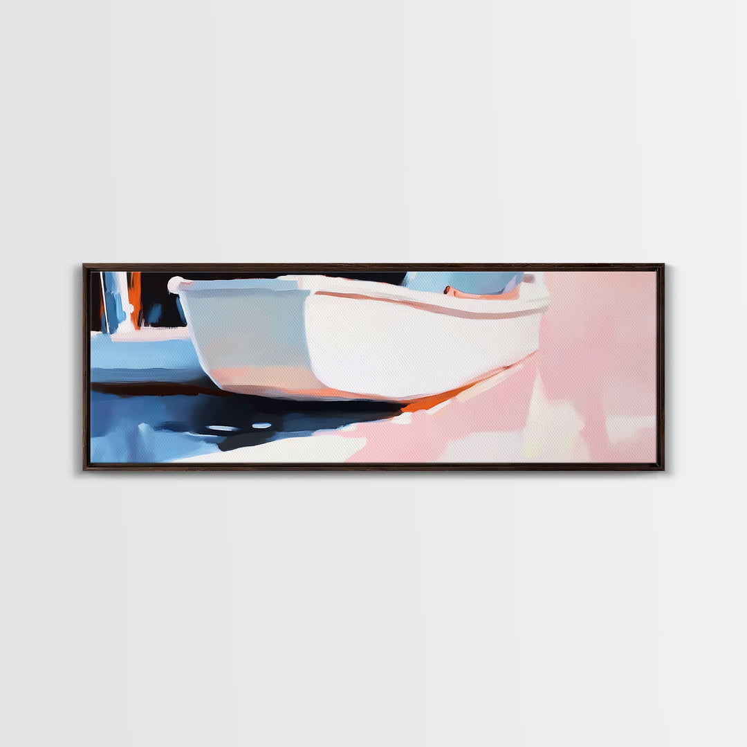 Pastel Bathtub, Soft Interior, Cozy Minimalist, Self Care Aesthetic, Spa Wall Art, Canvas Print, Bathroom Decor, Relaxing Home Style