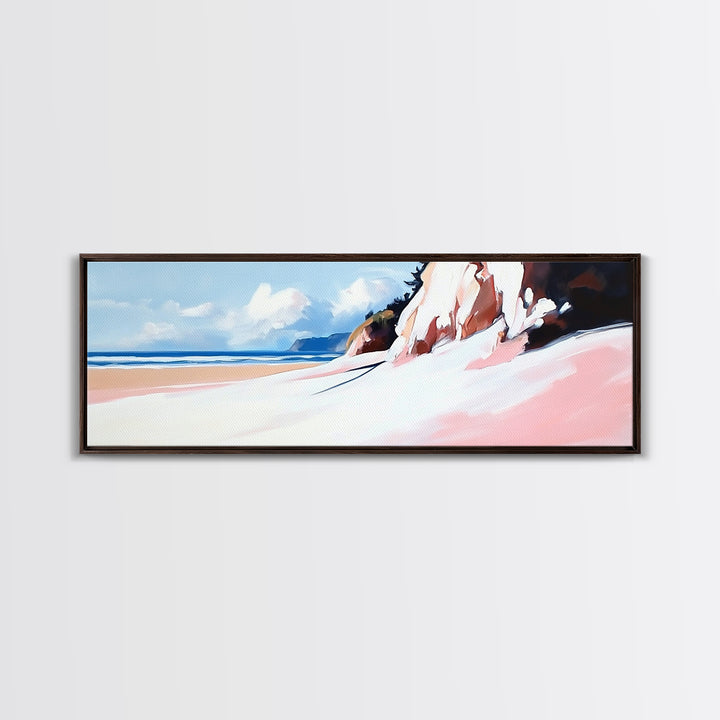 Ocean Cliff, Beach Wall Art, Coastal Landscape, Nature Painting, Serene Seascape, Modern Minimalist, Bedroom Decor, Canvas Print