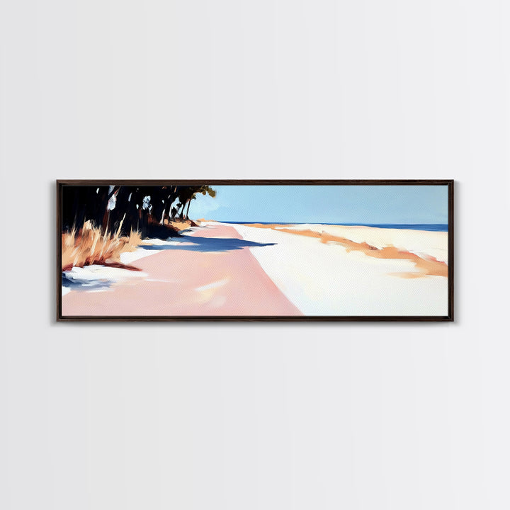 Beach Path, Sand Dunes, Coastal Landscape, Office Wall Art, Minimalist Seascape, Neutral Aesthetic, Framed Canvas Print, Modern Home Design