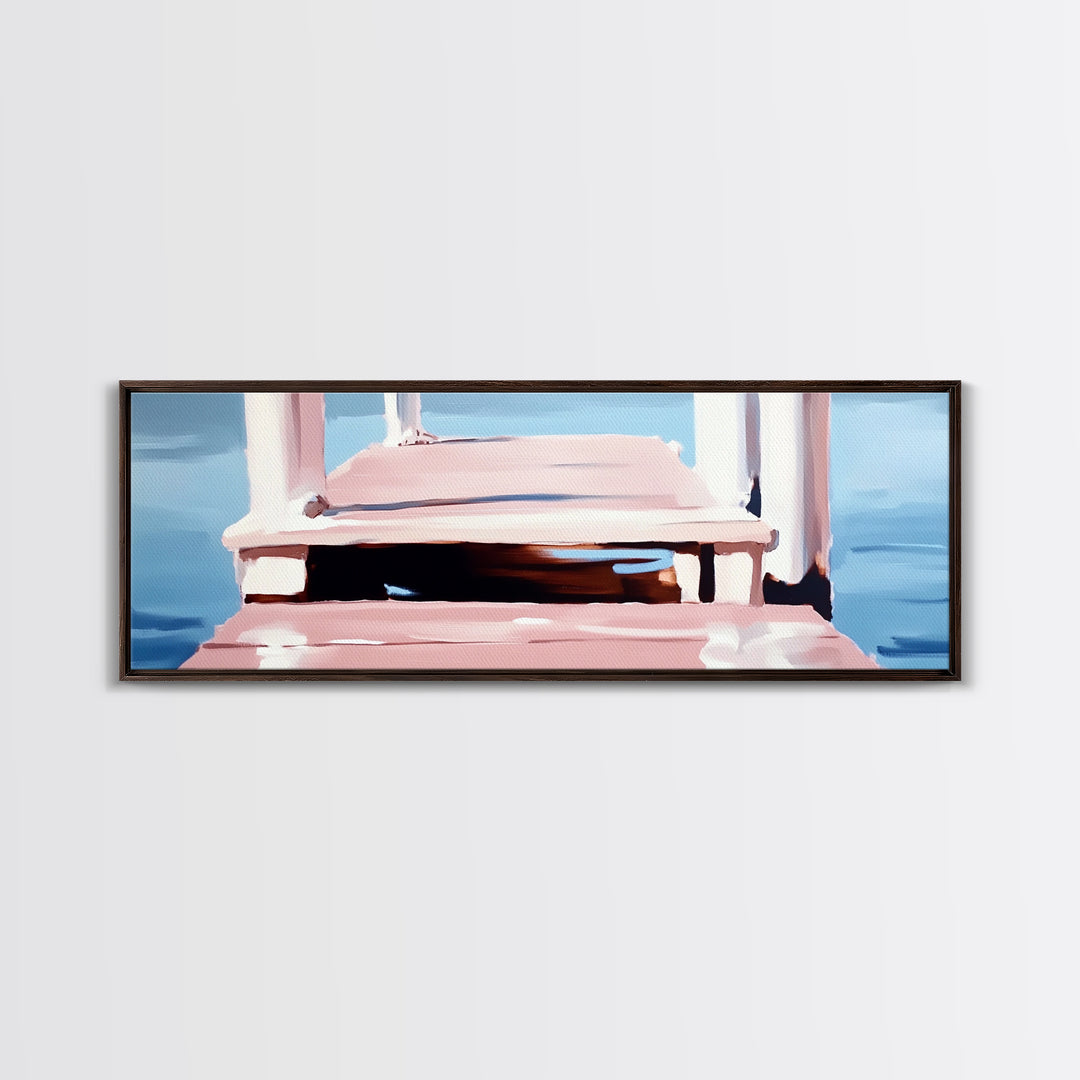 Dock on Water, Serene Reflection, Minimalist Art, Nautical Decor, Canvas Print, Coastal Home Art, Relaxing Wall Art, Lake House Decor
