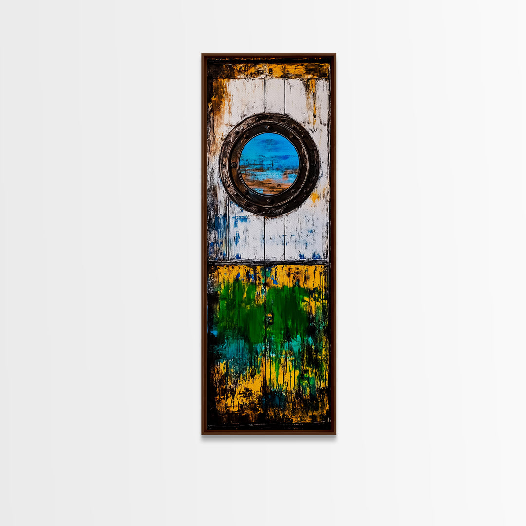 Nautical Window, Rustic Wood, Coastal Home, Canvas Print, Ocean View, Maritime Wall Art, Beach House Decor, Living Room Wall Art