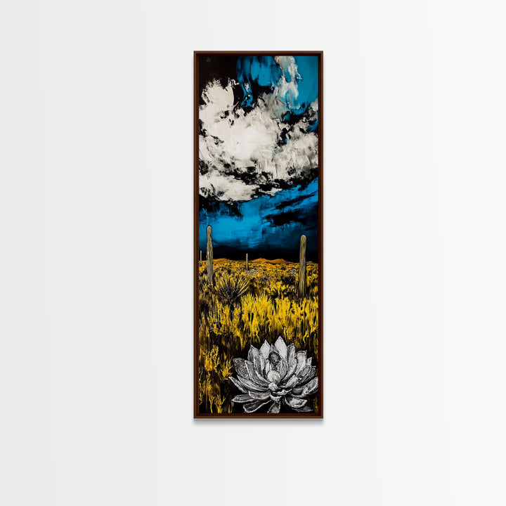 Desert Bloom, Cactus Flower Art, Southwest Landscape, Canvas Print, Bold Nature Decor, Modern Wall Art, Living Room Artwork