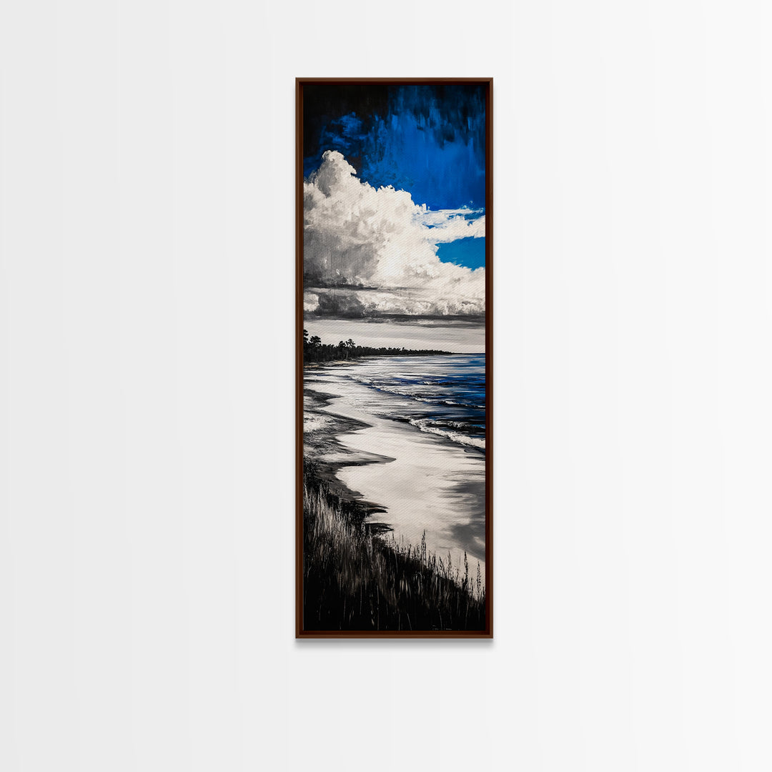 Coastal Serenity, Ocean Waves, Seascape Painting, Beach Decor, Blue Wall Art, Living Room Art, Modern Seascape, Framed Canvas Print
