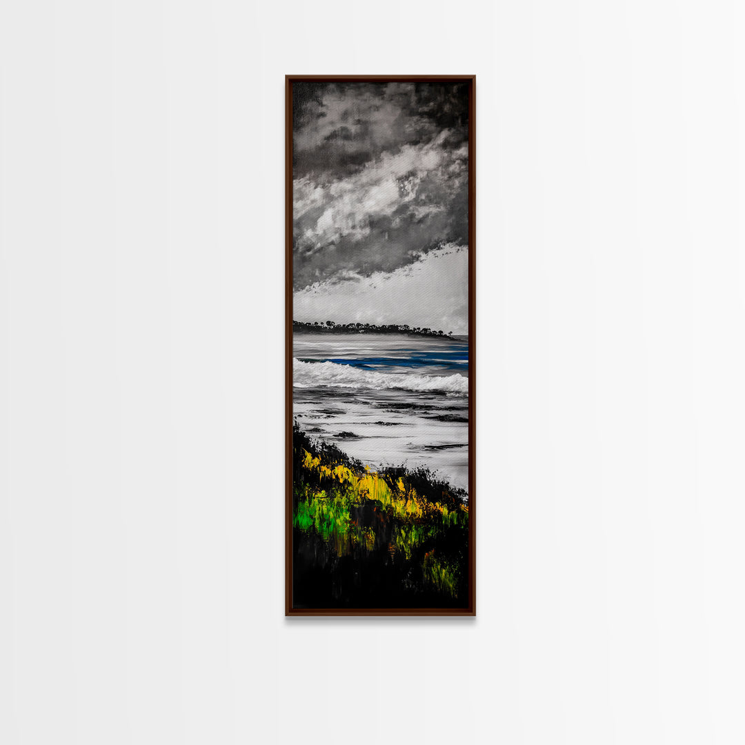 Coastal Horizon, Abstract Seascape Painting, Beach Wall Art, Framed Canvas Print, Office Decor, Ocean Waves Artwork, Living Room Art