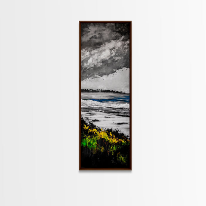 Coastal Horizon, Abstract Seascape Painting, Beach Wall Art, Framed Canvas Print, Office Decor, Ocean Waves Artwork, Living Room Art