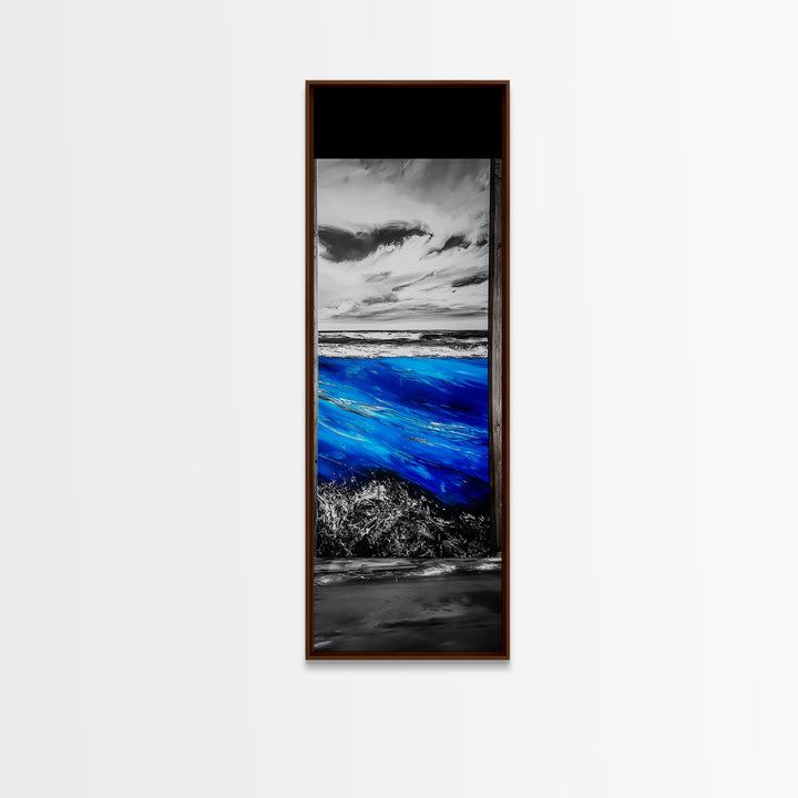 Ocean View, Blue Wave Art, Coastal Decor, Nautical Wall Art, Modern Abstract, Beach House Decor, Framed Canvas Print