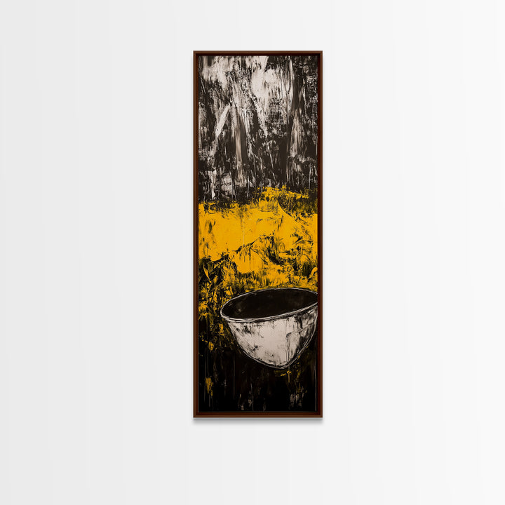 Abstract Yellow, Bold Modern Art, Textured Expressionist, High Contrast Decor, Contemporary Wall Accent, Framed Canvas Print