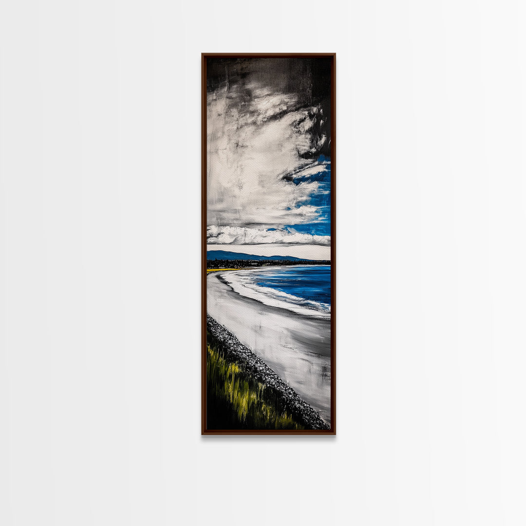 Blue Ocean Wave, Coastal Beach Scene, Nautical Seascape, Modern Abstract Art, Living Room Wall Decor, Canvas Print