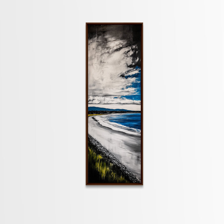 Blue Ocean Wave, Coastal Beach Scene, Nautical Seascape, Modern Abstract Art, Living Room Wall Decor, Canvas Print