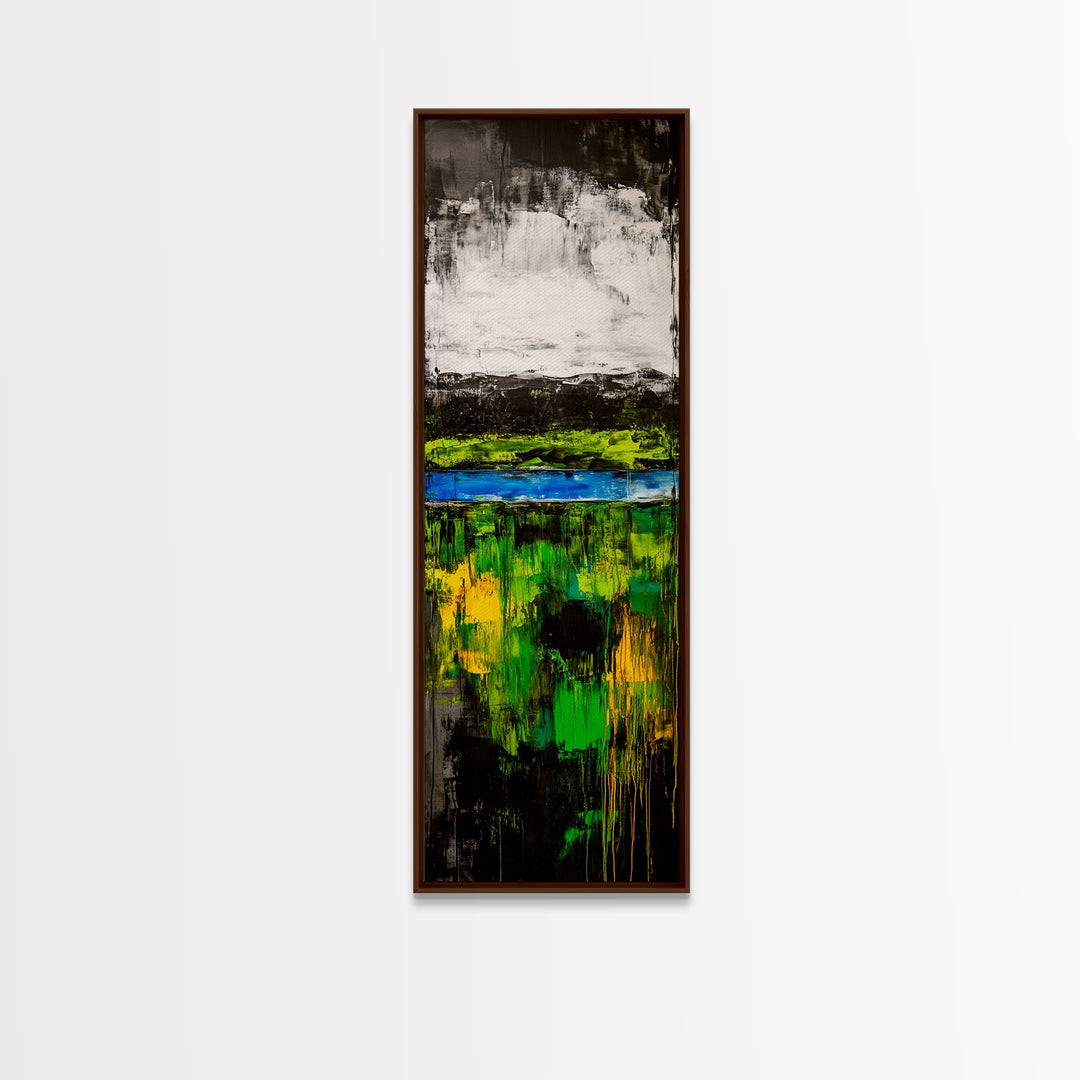 Abstract Landscape, Green Blue Art, Modern Wall Art, Framed Canvas Print, Office Decor, Large Artwork, Living Room Art, Minimalist Art