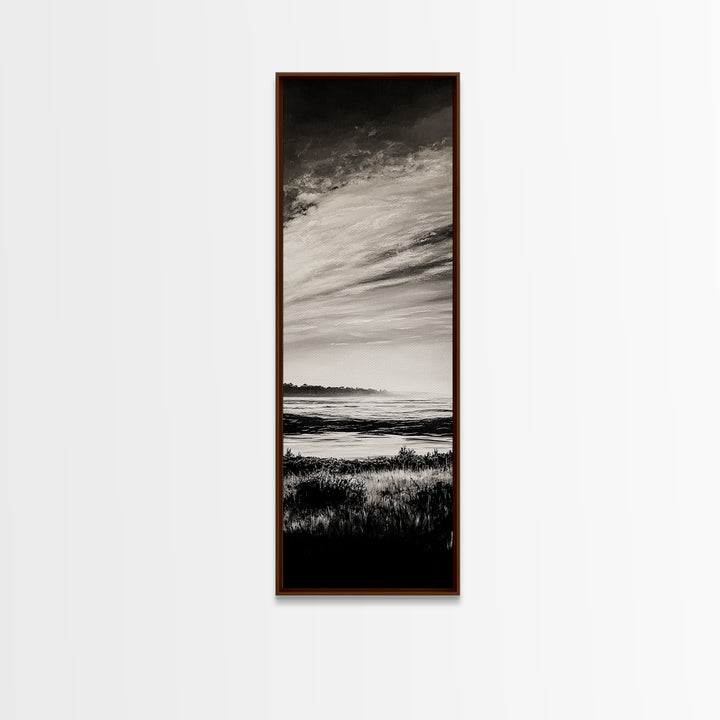 Black White, Seascape Art, Coastal Print, Framed Canvas Print, Monochrome Wall Art, Beach House Decor, Large Art, Living Room Artwork