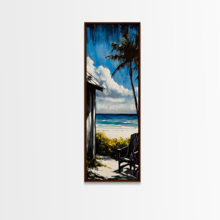 Beach Retreat, Palm Shade, Tranquil Escape, Canvas Print, Coastal Home Decor, Ocean Breeze, Relaxing Seaside, Living Room Wall Art