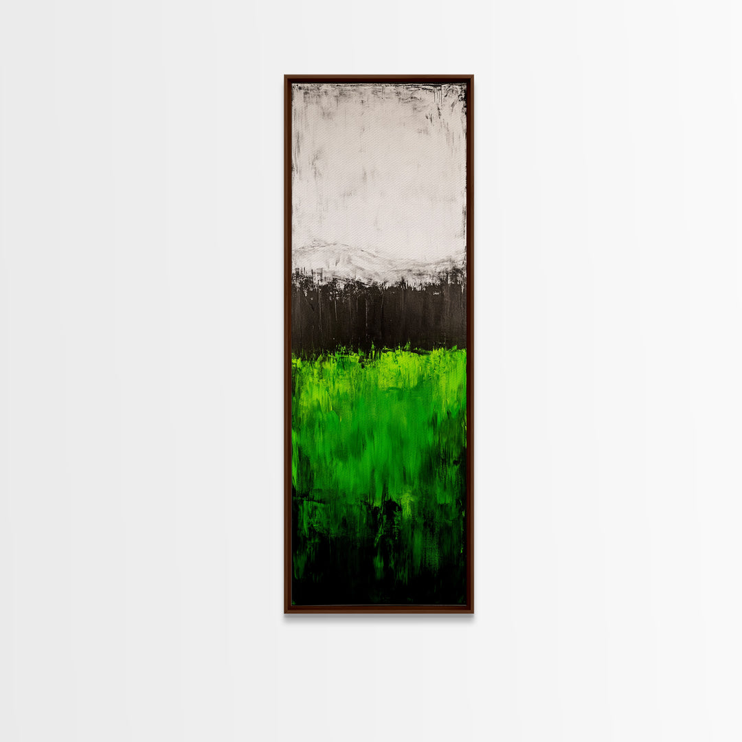 Abstract Green Field, Minimalist Landscape Painting, Modern Nature Art, Canvas Print, Vibrant Green Wall Decor, Contemporary Home Art